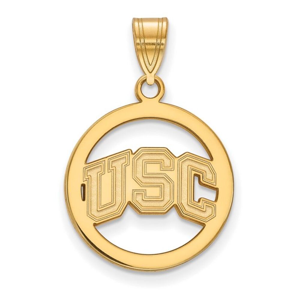 14K Gold Plated S.S. Univ. of Southern California MD Circle Pendant